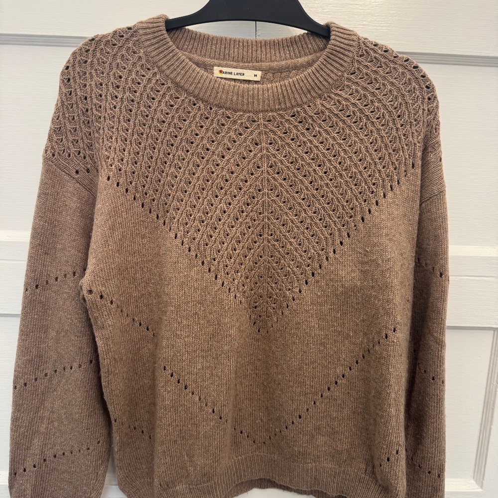 Marine Layer Olivia Crewneck Sweater in Mink / Medium